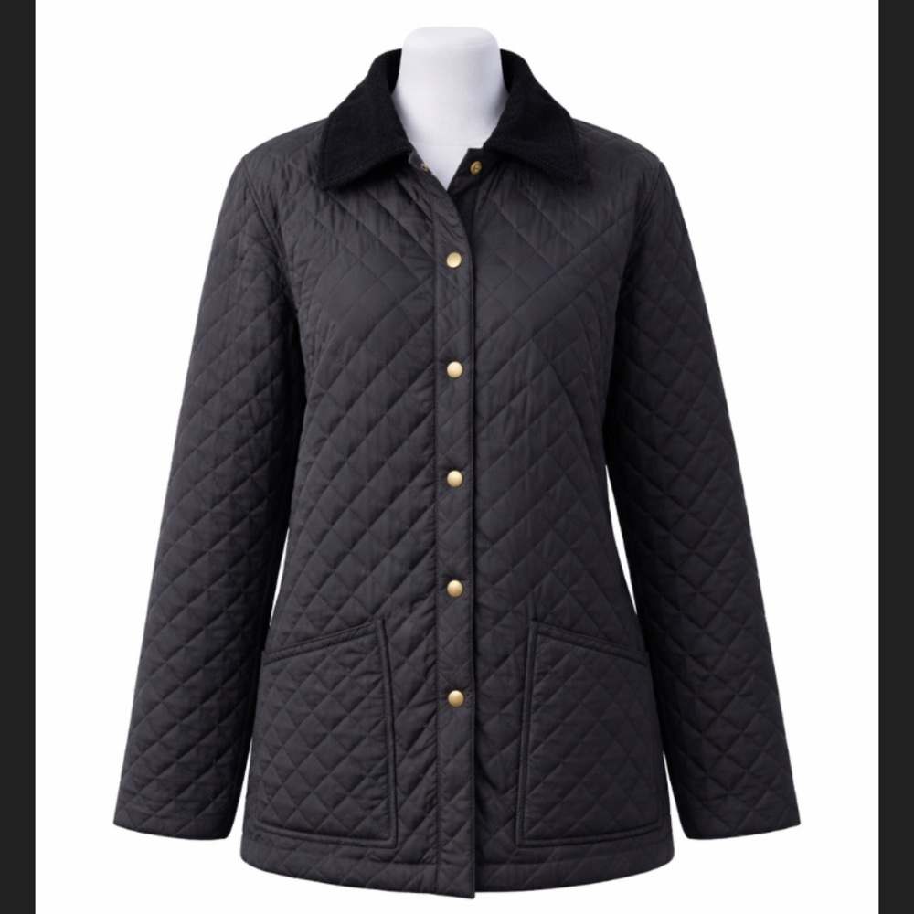 J McLaughlin Black Quilted Jacket Women’s Medium Snap Front Classic
